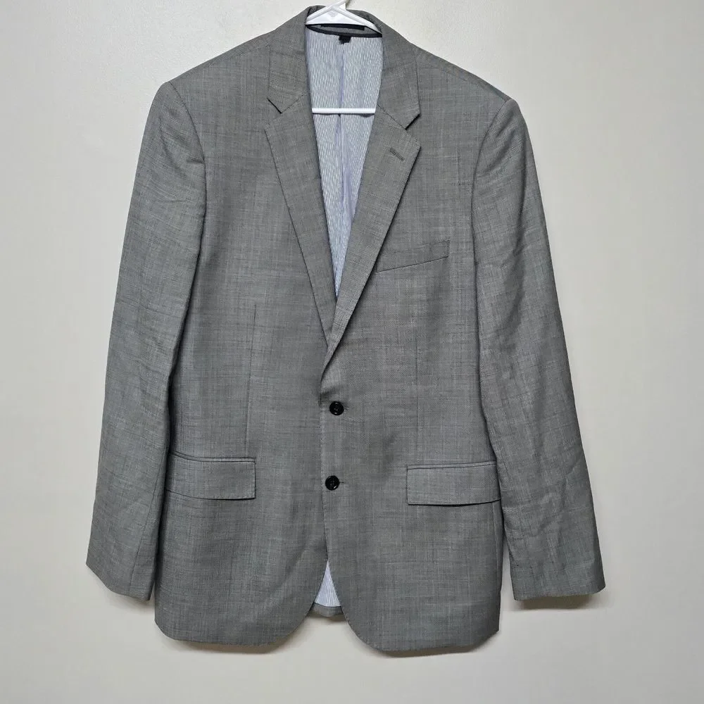 J‎ Crew Ludlow Tollegno 1900 Wool Gray Two Button Blazer Mens 42L Career Preppy